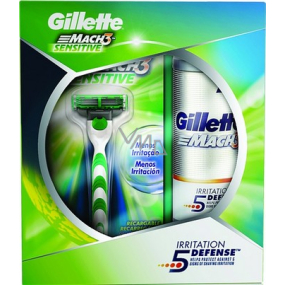 Gillette Mach3 Sensitive Rasierer + Rasiergel 200 ml, Kosmetikset, für Männer Gillette Mach3 Sensitive Rasierer + Rasiergel 200 ml, Kosmetikset, für Männer