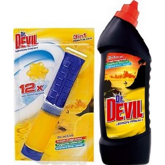 Dr. Devil Lemon Fresh Point Block Flüssigreiniger 75 ml + Dr. Devil Lemon Fresh Cleaner 750 ml
