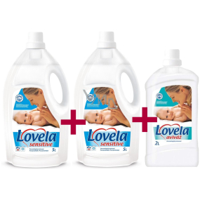 Lovela Sensitive Flüssigwaschmittel 2 x 5 l + Lovela Sensitive Weichspüler 2 l