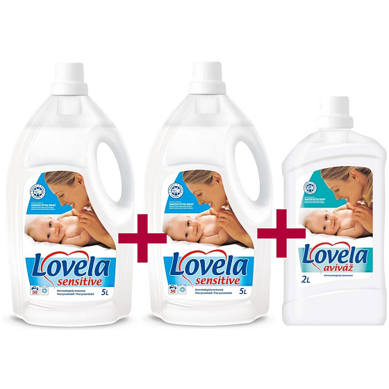 Lovela Sensitive Flüssigwaschmittel 2 x 5 l + Lovela Sensitive Weichspüler 2 l