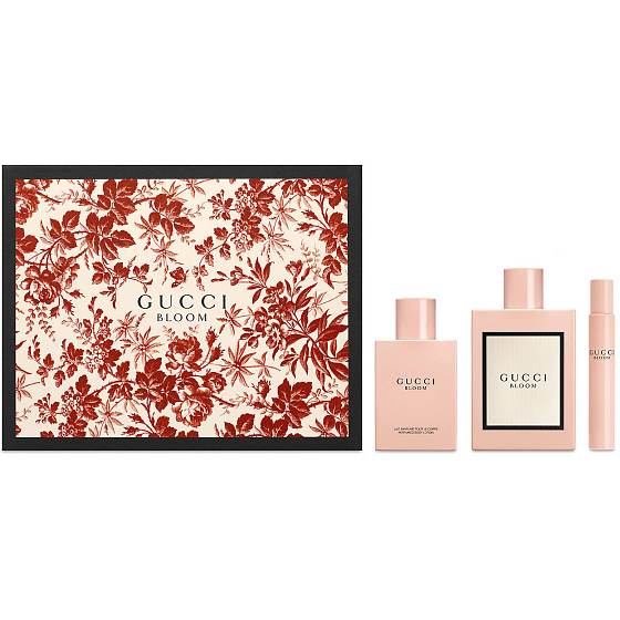 Gucci Bloom parfümiertes Wasser für Frauen 100 ml + Körperlotion 100 ml + parfümiertes Wasser 7,4 ml, Geschenkset