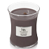 WoodWick Suede & Sandalwood - Duftkerze aus Wildleder-Sandelholz mit Docht aus Holz und Deckel Glas Medium 275 g