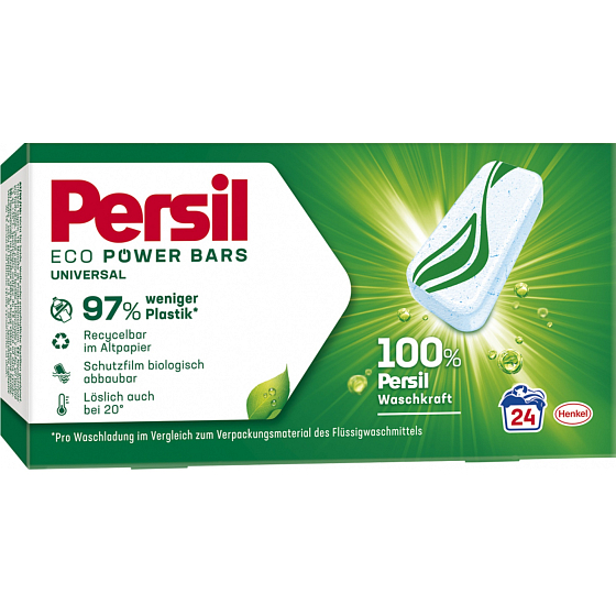 Persil Eco Power Bars Universal-Kapseln zum Waschen von bunter, weißer und schwarzer Wäsche 24 Dosen