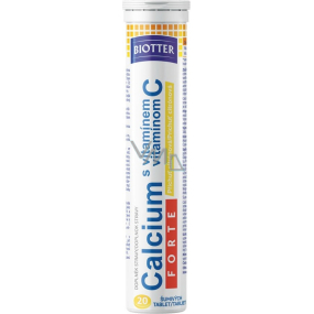 Biotter Calcium Forte Nahrungsergänzungsmittel mit Vitamin C mit Zitronengeschmack 80 g 20 Stück Brausetabletten