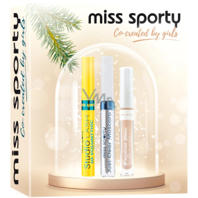 Miss Sporty Studio Lash 3D Volumythic mascara 8 ml + Precious Shine lip gloss 15 Universal Nude 7,4 ml + Just Clear mascara farblos 8 ml, Kosmetikset für Frauen