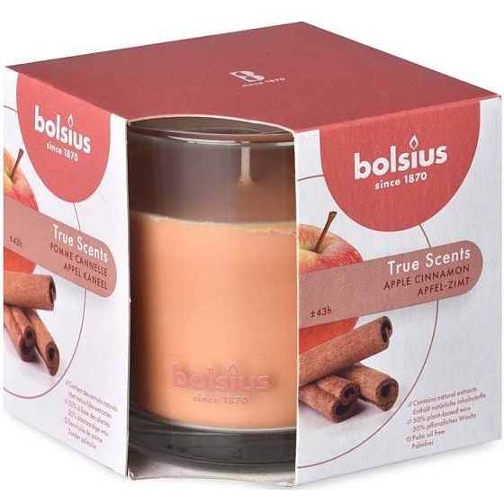 Bolsius True Scents Apple Cinammon - Apfel und Zimt Duftkerze im Glas 95 x 95 mm, Brenndauer 43 Stunden