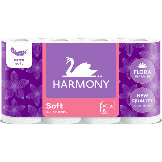 Harmony Soft Flora 3-lagiger Toilettenpapier, 8 Rollen, 17,5 m Rolle