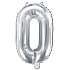 Ditipo Aufblasbarer Folienballon Nummer 0 silber 35 cm 1 Stück