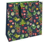 Nekupto Geschenkpapier Tasche Luxus 23 x 23 cm Weihnachtsbaum, Mistel, Socken