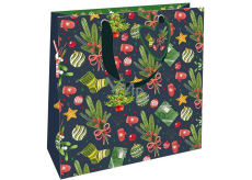 Nekupto Geschenkpapier Tasche Luxus 23 x 23 cm Weihnachtsbaum, Mistel, Socken