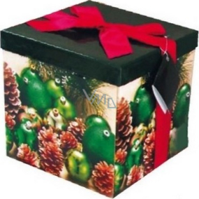 Angel Folding Geschenkbox mit Band Weihnachtsgrün mit rotem Band 1373 M + 17 x 17 x 17 cm 1 Stück