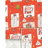 Nekupto Geschenkpapier 70 x 200 cm Weihnachtsroter Hintergrund, Schneemann, Weihnachtsmann
