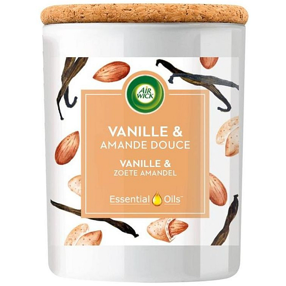 Air Wick Ätherische Öle Vanilleschote & Süßmandel - Duftkerzenglas mit Vanille und süßen Mandeln 185 g