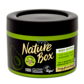 Nature Box Avocado Regenerierende Körperbutter zur intensiven Erneuerung mit 100% kaltgepresstem Öl, geeignet für Veganer 200 ml