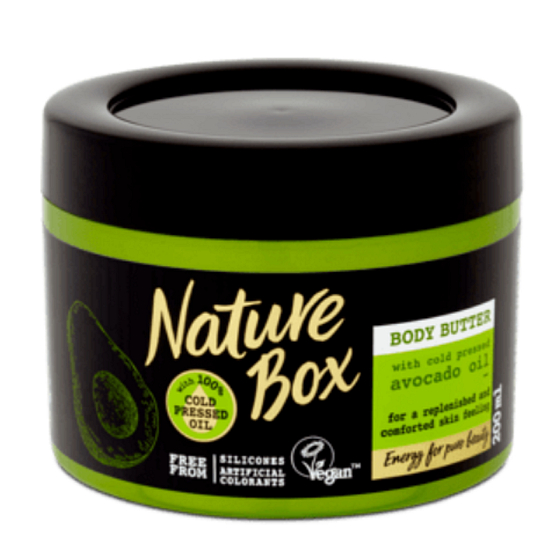 Nature Box Avocado Regenerierende Körperbutter zur intensiven Erneuerung mit 100% kaltgepresstem Öl, geeignet für Veganer 200 ml