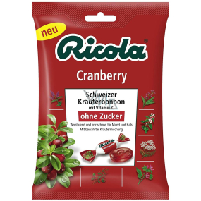 Ricola Cranberry - Cranberries Schweizer Kräutersüßigkeiten ohne Zucker mit Vitamin C aus 13 Kräutern 75 g