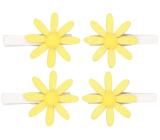 Gelbe Blüten mit Glitzer auf einem Stift 5 cm, 4 Stück in einer Tüte