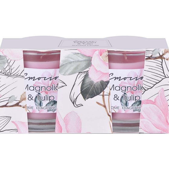 Emocio Magnolia & Tulip - Kerzenglas mit Magnolien- und Tulpenduft 50 x 63 mm 2 Stück in einer Schachtel