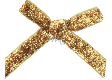 Samtschleife schmales Gold glitzert 8 cm 12 Stück