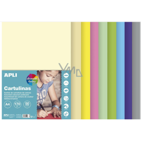 Apli Farbige Papiere A4 Mischung aus Pastellfarben 170 g 50 Blatt