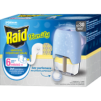 Raid Family elektrischer Verdampfer mit Flüssigkeit gegen Mücken, 30 Nächte, 1+21 ml