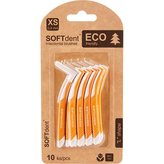 Soft Dent Eco Interdentalzahnbürste gebogen XS 0,4 mm 10 Stück
