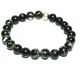 Perle schwarzes elastisches Kunststoffarmband, Kugel 8 mm / 16 - 17 cm, Symbol der Weiblichkeit
