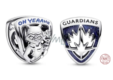 Charms Sterling Silber 925 Marvel Guardians of the Galaxy, Rocket Raccoon und Groot's Emblem, Armband Perle
