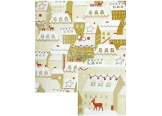 Nekupto Weihnachtsgeschenkpapier 70 x 1000 cm Beige, Häuser