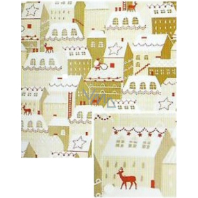 Nekupto Weihnachtsgeschenkpapier 70 x 1000 cm Beige, Häuser