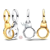 Charm Sterlingsilber 925 Öffnungs- und teilbare Handschellen, Anhänger für Freundschaftsarmband