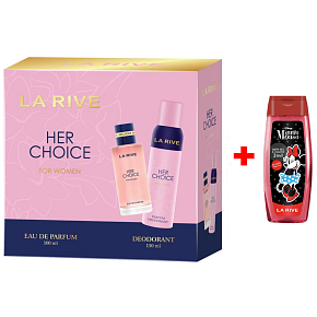 LA RIVE HER CHOICE Parfümwasser 100 ml + Deodorantspray 150 ml, Geschenkset für Frauen + Duschgel La Rive 2in1 Minie 250 ml ZUSÄTZLICH