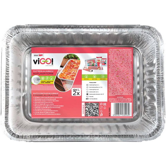 ViGO! Grill- und Back-Aluminiumbehälter, 27,5x18x4, 2 Stk.