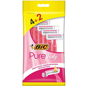 BIC Damen-Einwegrasierer Pure Lady Pink 4+2 Stück