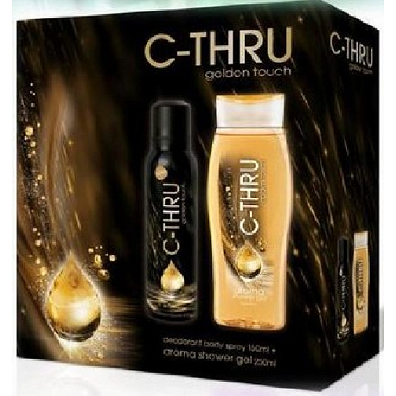 C-Thru Golden Touch Deodorant Spray für Frauen 150 ml + Duschgel 250 ml, Kosmetikset für Frauen