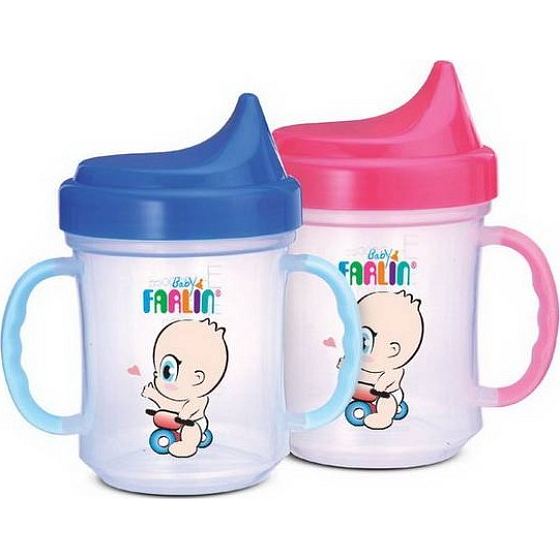 Baby Farlin Nicht fließender Becher mit Griffen in verschiedenen Farben 200 ml BF-19601