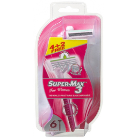 Super-Max 3 für Damen Einweg-Rasierer mit 3 Klingen, 6 Stück