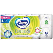 Zewa Deluxe Aqua Tube Camomile Comfort Parfümiertes Toilettenpapier 150 Stück 3lagig 8 Stück, spülbare Rolle