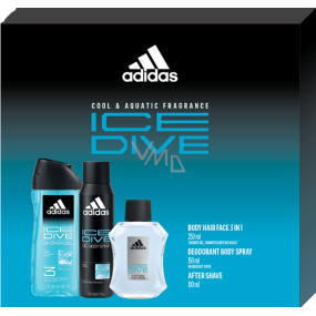 Adidas Ice Dive Aftershave 100 ml + Deodorant Spray 150 ml + Duschgel 250 ml, Kosmetikset