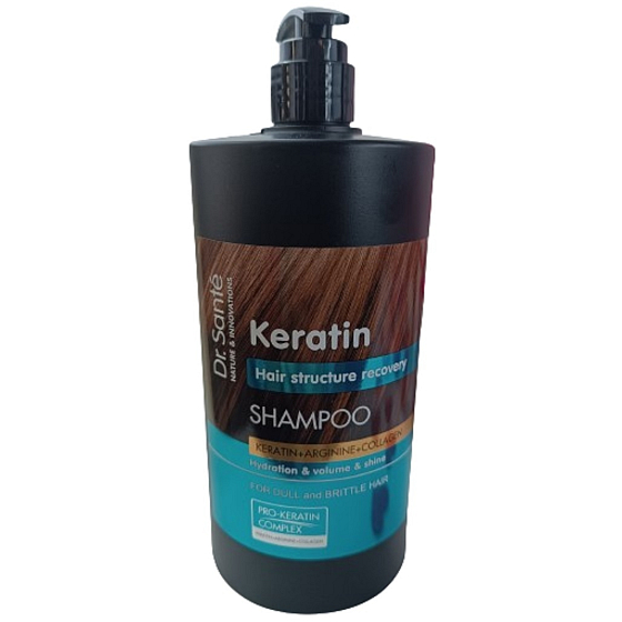 Dr. Santé Keratin Hair Regenerierendes und feuchtigkeitsspendendes Shampoo für brüchiges, sprödes Haar ohne Glanz 1 l