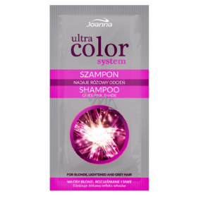 Joanna Ultra Color Pink Shampoo blondes aufgehelltes und graues Haar entfernt einen gelblichen Farbton von 20 ml