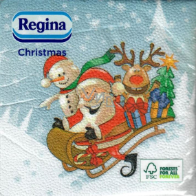 Regina Papierservietten 1 Lage 33 x 33 cm 20 Stück Weihnachten Hellblau, Weihnachtsmann auf Schlitten