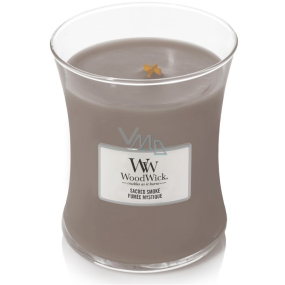 WoodWick Sacred Smoke - Mystische Rauchkerze mit Docht aus Holz und Glasdeckel Medium 275 g
