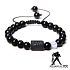 Onyx Aquarius Sternzeichen, Armband Naturstein, Kugel 8mm/ einstellbare Größe, Lebenskraftstein