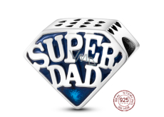 Sterling Silber 925 Super Dad, Perle auf Armband Familie