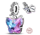Charm Sterling Silber 925 Muranoglas Schmetterling, Armband Anhänger Symbol