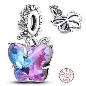 Charm Sterling Silber 925 Muranoglas Schmetterling, Armband Anhänger Symbol Charm Sterling Silber 925 Muranoglas Schmetterling, Armband Anhänger Symbol