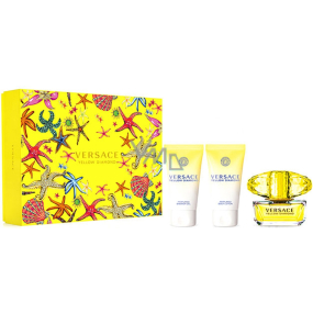 Versace Yellow Diamond Eau de Toilette 50 ml + Duschgel 50 ml + Körperlotion 50 ml, Geschenkset für Frauen