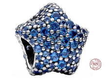Charme Sterling Silber 925 Stern Pfau blau, Perle für Armband Universum