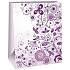 Ditipo Geschenktüte aus Papier 26,4 x 13,6 x 32,7 cm Hellviolett mit Blumen und Ornamenten